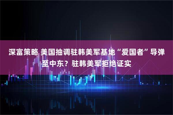 深富策略 美国抽调驻韩美军基地“爱国者”导弹至中东？驻韩美军拒绝证实